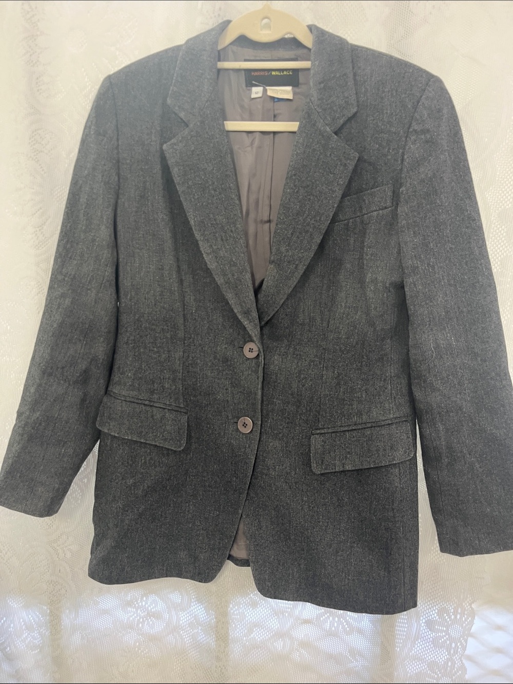 Harris/Wallace Wool Blend Charcoal Tailored Blazer 12